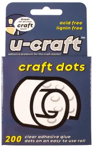 U-Craft Craft Adhesive Dots Extra Strength Permanent 10mm On A Roll Pack of 200 (12 packs)