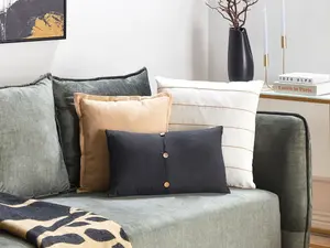 Set of 2 Cushions BANORI Linen 30 x 50 cm Solid Black