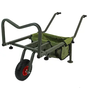 Fishing Trolley Solid PU Wheel Folding Barrow Cart with Detachable Bag