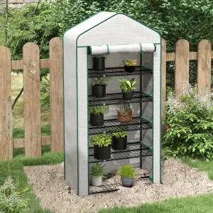 Outsunny Widened Mini Greenhouse 5 Tier Green House, 193H x 90W x 49Dcm, White