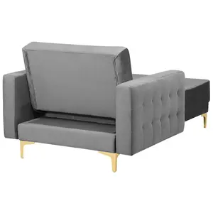 Velvet Chaise Lounge Grey ABERDEEN