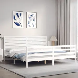 Berkfield Bed Frame with Headboard White 200x200 cm Solid Wood