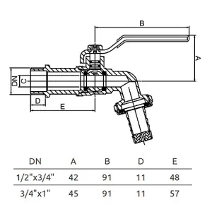 Invena 3/4 Inch Garden Tap Water Lever Type Valve Hazelock Connection