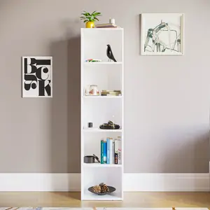 Gerardi Standard Bookcase White / 132 cm H x 32 cm W