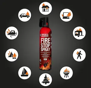 Spear and Jackson - 750g Fire Stop Spray - 10 in 1 fire extinguisher - Non-toxic, and stain-resistant