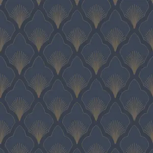 GDUK Art Deco Aspelta Textured Wallpaper, Navy