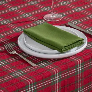 Homescapes Red Prince Edward Tartan Christmas Tablecloth 137 x 178 cm