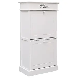 Berkfield Shoe Cabinet White 50x28x98 cm Paulownia Wood