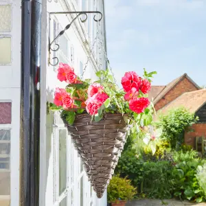 Smart Garden Faux rattan Brown Cone Plastic Hanging basket, 34cm