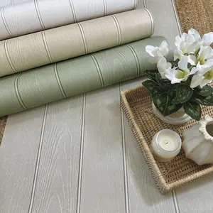 Beaded Wood Panel Wallpaper Sage Green Belgravia 5910