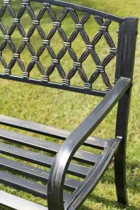 Warwick Metal Garden Bench with Web Pattern Cast Iron Back