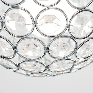 ValueLights Ducy Modern Chrome Globe Ceiling Light Shade with Acrylic Crystal Effect Jewels