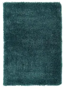 Dark Teal Handmade Rug, 50mm Thickness Plain Shaggy Rug, Modern Luxurious Rug for Bedroom, & Dining Room-133cm (Circle)