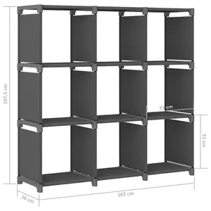 Berkfield 9-Cube Display Shelf Grey 103x30x107.5 cm Fabric