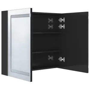 Berkfield LED Bathroom Mirror Cabinet Shining Black 80x12x68 cm