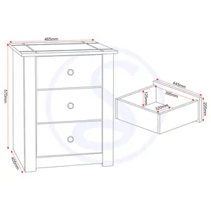 Tetteh 3 Drawer Bedside Table