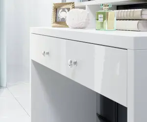 Aria Contemporary Dressing Table 1 Drawer Mirror with LED White (H)1360mm (W)1200mm (D)400mm