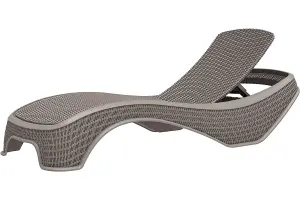 Centurion Supports MALDIVES Warm Grey Outdoor High-End PU Rattan Adjustable Sun Lounger Fully Assembled