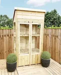 5 x 2 Pressure Treated Wooden T&G Wooden Pent Mini Greenhouse (5' x 2' / 5ft x 2ft)