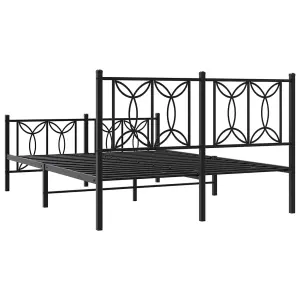 Berkfield Metal Bed Frame without Mattress with Footboard Black 140x200cm