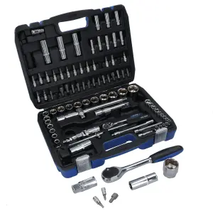 1/4" & 1/2" Drive Metric Socket And Accessory Set Hex Torx Shallow Deep 94pc