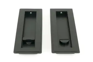 From The Anvil Matt Black 175mm Art Deco Rectangular Pull - Privacy Set