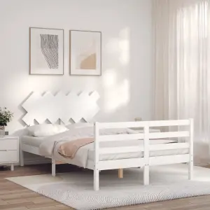 Berkfield Bed Frame with Headboard White 120x200 cm Solid Wood