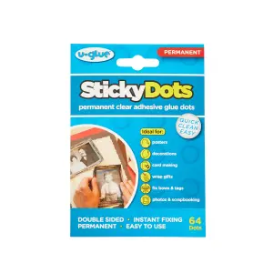 U-Glue Sticky Glue Dots Extra Strength Permanent 10mm Pack of 64 (12 packs)