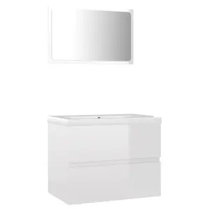 Berkfield Bathroom Furniture Set High Gloss White Engineered Wood