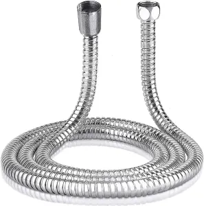 Chrome Shower Bath Hose Flexible Stainless Steel Replacement Pipe 1.50 Meter