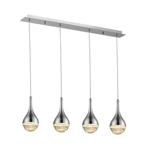 Luminosa Elie Integrated LED Crystal Bar Ceiling Pendant Chrome Bubble Effect