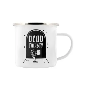 Grindstore Dead Thirsty Enamelled Mug White/Black (One Size)