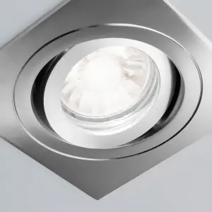 Litecraft Pack of 5 Chrome Modern IP65 Square Tiltable Bathroom Downlights