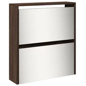 Berkfield Shoe Cabinet with Mirror 5-Layer Brown Oak 63x17x169.5 cm