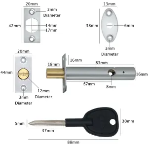 EAI - Rack Bolt - 86mm / 57mm Backset - Pack 2 Bolts + 2 Keys