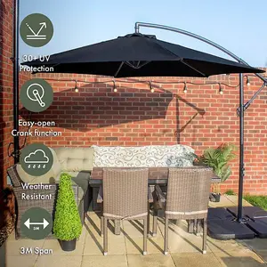 Cyrus Banana Cantilever Parasol Black