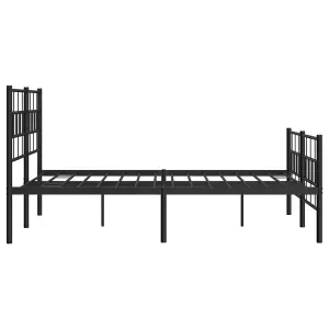 Berkfield Metal Bed Frame with Headboard and Footboard Black 135x190 cm