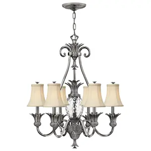 Elstead Plantation 7 Light Multi Arm Chandelier Polished Nickel Finish, E14