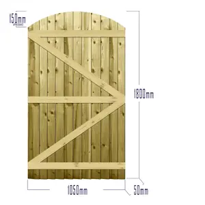 Premier Garden Supplies Pedestrian Gate 180cm (6ft) High x 105cm Wide Feather Edge Arch Top Semi-Braced Single Swing Gate