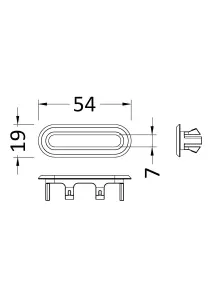 Ceramic Accessories Traditional Oval Overflow Cover - 50mm x 26mm - Chrome