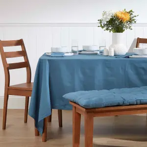 Homescapes Airforce Blue Cotton Tablecloth 178 x 300 cm