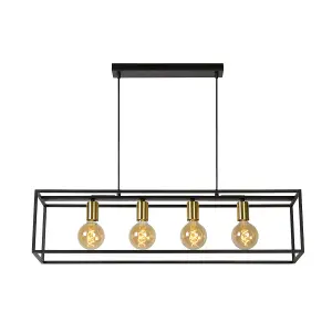 Lucide Ruben Modern Bar Pendant Light - 4xE27 - Black