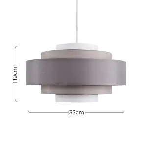 ValueLights Hampshire Grey Ceiling Pendant Shade and B22 GLS LED 10W Warm White 3000K Bulb