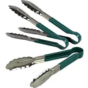 Stainless Steel Tongs 12" (Set of 3) Green / 22.86cm