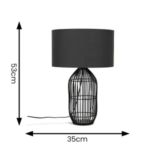 ValueLights Hollins Matt Black Table Lamp