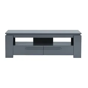 Portland TV Stand With Storage for Living Room and Bedroom, 1400 Wide, Two Drawers Storage, Media Storage, Grey Finish