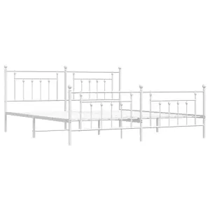 Berkfield Metal Bed Frame with Headboard and Footboard White 200x200 cm