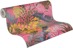 AS Creation Nala Cape Town Wallpaper Jungle Palm Leaf Pink Yellow Brown 37860-2