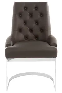 Stylish Black Faux Leather Dining Chair, Button Tufted Lounge Chair, Kitchen Chair, Modern Chair For Patio