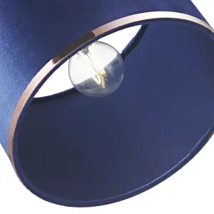 Contemporary Midnight Navy Blue Soft Velvet 10 Lamp Shade with Copper Ring